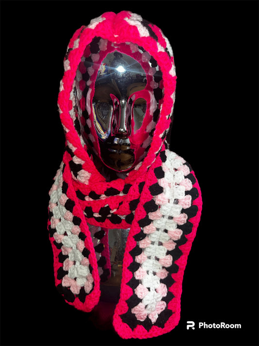 Granny Square hooded scarf